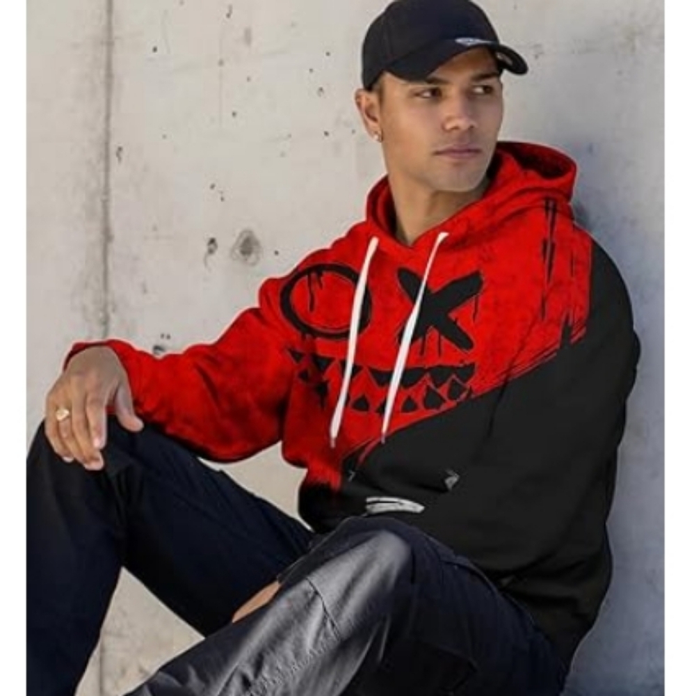 3D Print Pullover Hoodie Sweatshirt Women /Men Black /Red